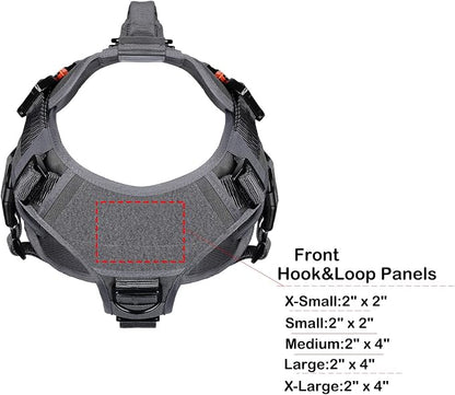 ICEFANG No Pull Tactical Dog Harness for Large Dogs,Adjustable Dog Vest | Control Handle,MOLLE Panel,Front Hook,3 Leash Clips,Soft Padded,for walking training,Grey,Large