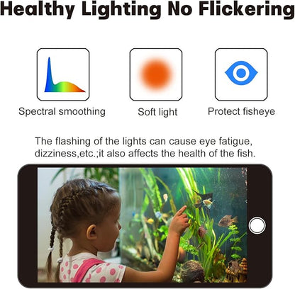 WaterRebirth Aquarium Lights Fish Tank Light 10 20 30 55 Gallon Planted Aquarium LED Light with Switch (18-24")