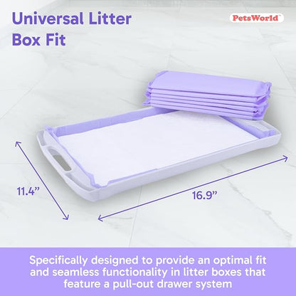 PetsWorld Universal Fit Cat Pad Refills for Litter Box, Unscented, Odor Control, Pack of 100