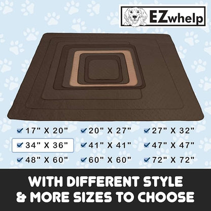 Reusable Dog Pee Pads, Washable Waterproof Mat 34x36 in, 2 Pack | 34x36 washable waterproof pee pads with rounded corners, reusable laminated puppy pads for potty training, 2-pack