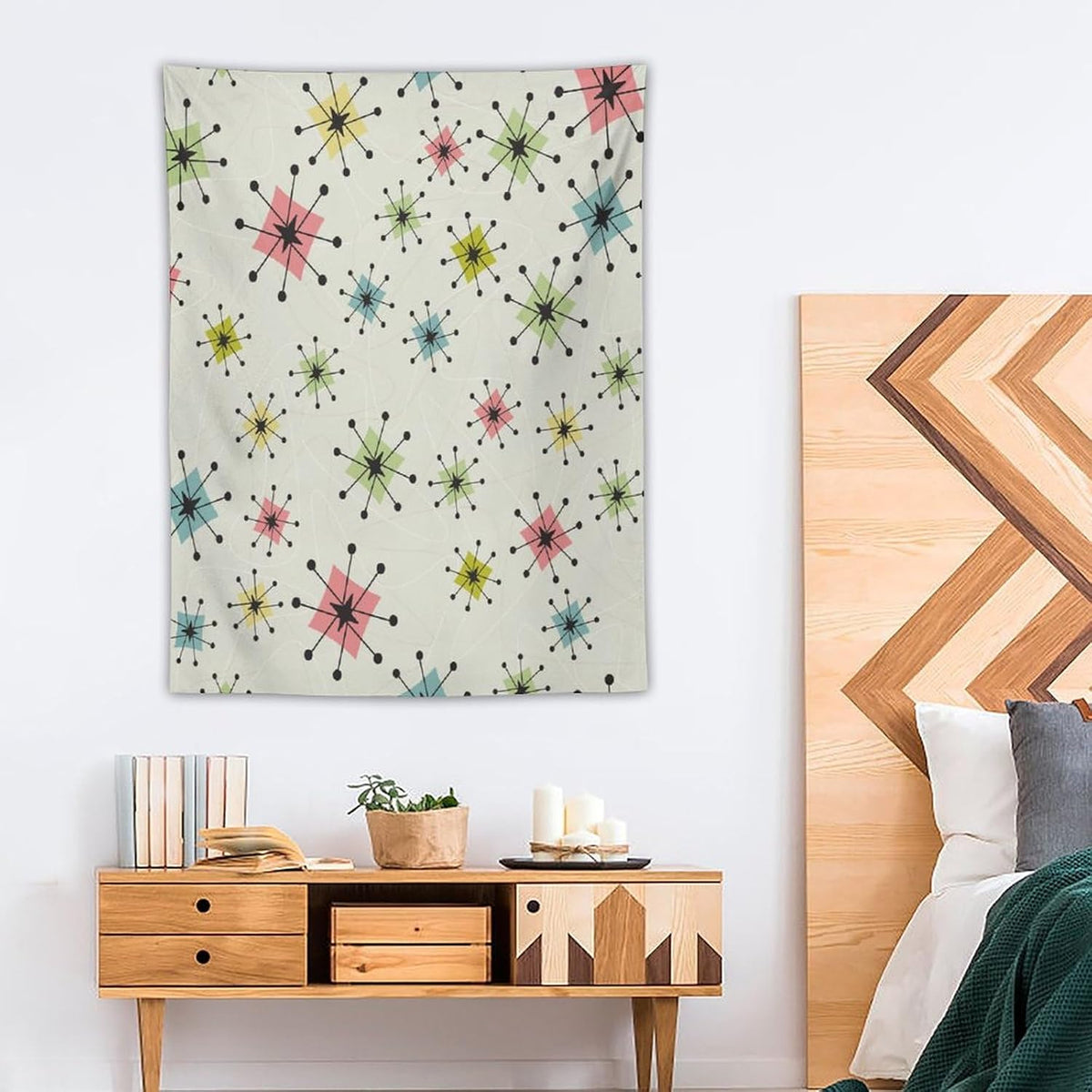 ICMOLYYENLO Abstract Cat Tapestry, Medieval Abstract Atomic Star Cat Vintage Home Wall Hanging Art Tapestry for Bedroom Living Room Dormitory 30x40 Inch