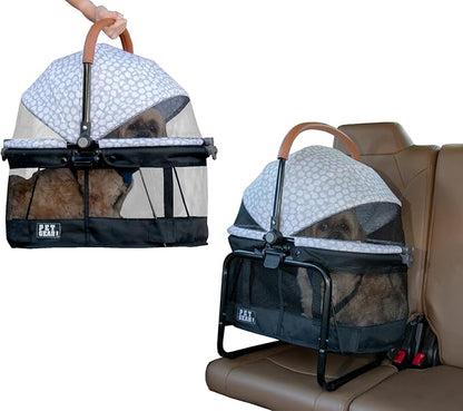 Pet Gear No-Zip View 360 Pet Carrier & Car Seat, 20", Spotted White | Booster Seat Frame, Mesh Ventilation, Push Button Entry, No Tools Required, For Small Dogs & Cats