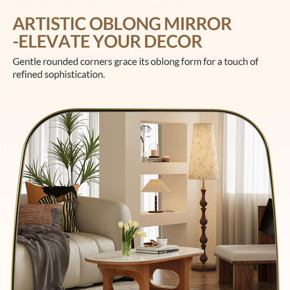 ANDY STAR Gold Oval Mirrors for Bathroom, Large 24x36’’ Brushed Gold Metal Framed Oblong Wall Mirror, Modern Brass Vanity Mirror in Stainless Steel Frame Wall Mount Horizontal or Vertical