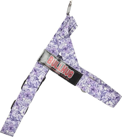 Adjustable Dog Harness– No Pull, No Choke – for English Bulldogs, French Bulldogs, Pugs & Broad-Chested Breeds – Easy, Safe Walks (Purple Floral, XL)