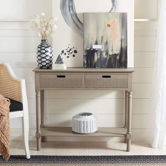 SAFAVIEH Home Collection Landers Greige2-Drawer Console Table CNS5710D, Greige