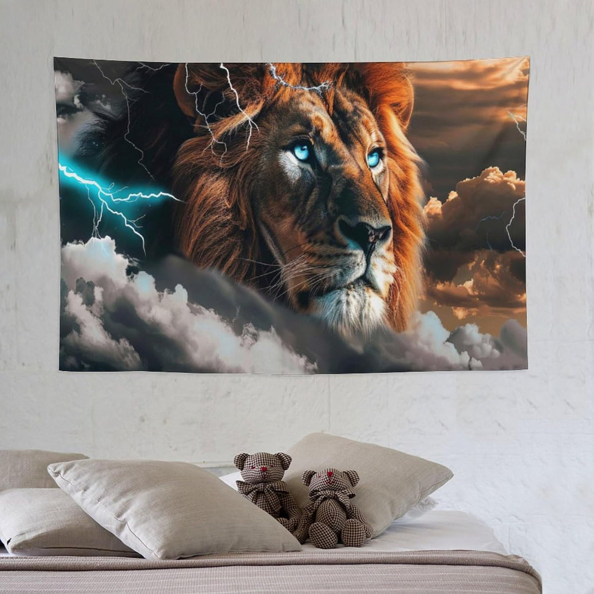 Lion Tapestry Lion Tapestries Christian Fabric Wall Hanging Aesthetic Space Indoor Outdoor Wall Art Tablecloth Bedspread for Bedroom Dormitory Living Room Home Decor 40"x60"