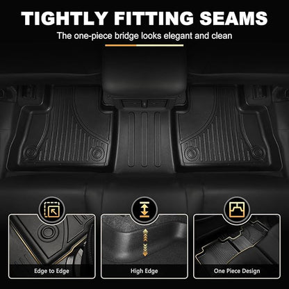 Floor Mats Fit for Mercedes-Benz C-Class C300 C43 AMG 2015-2021 Sedan Only | AOMSAZTO All Weather Custom Fit Floor Liners & Cargo Mat Full Set for 1st and 2nd Row, Black