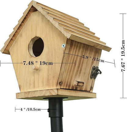 STARSWR Bird House,Outdoor Bluebird House for Outside Clearance,Wooden Birdhouse Finch Cardinals Hanging Birdhouse Nesting Box for Wild Bird Viewing