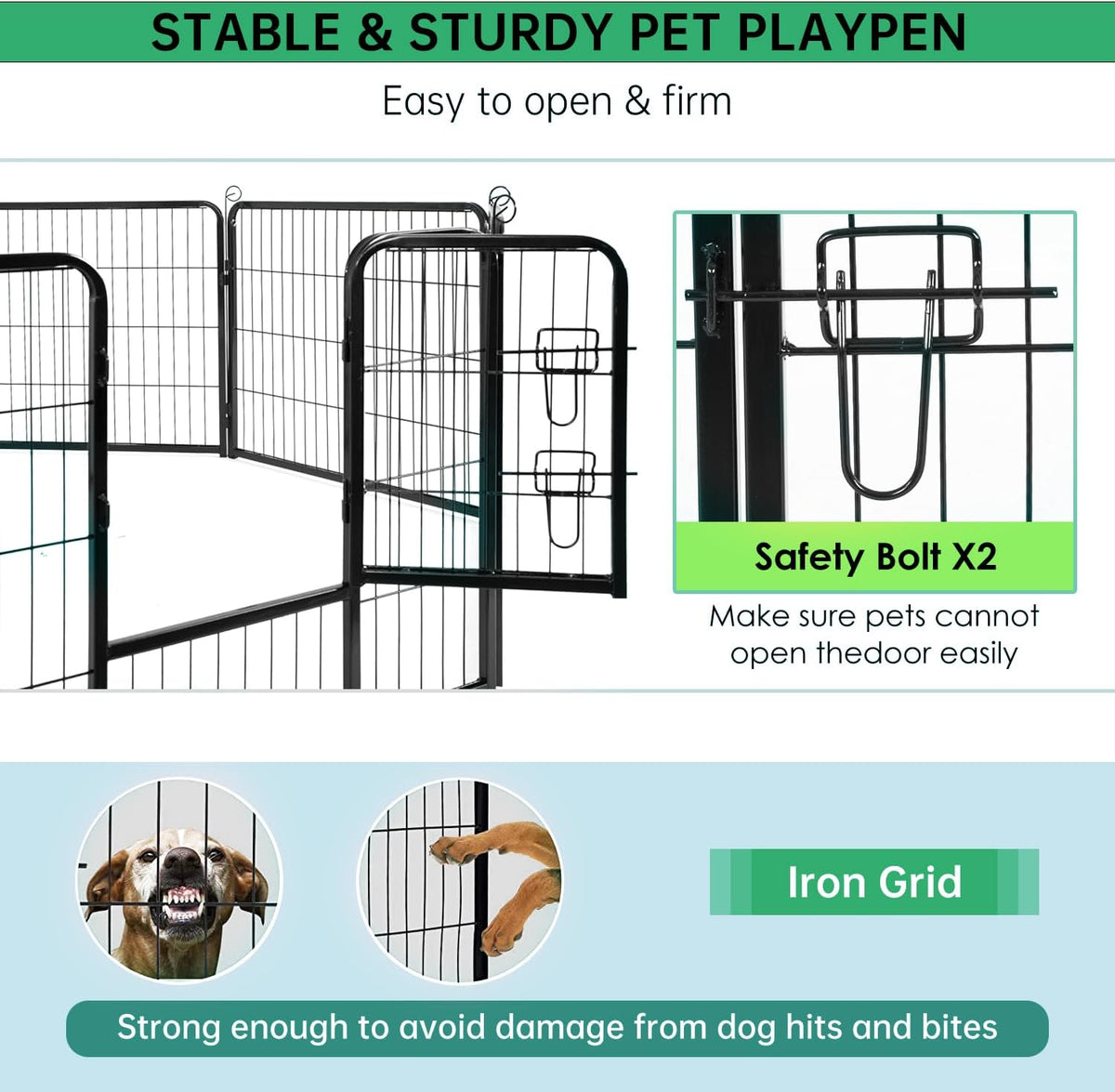 BestPet Dog Playpen Indoor 40 inch 16 Panels Metal Dog Pen Pet Dog Fence Outdoor Exercise Pen with Doors,Pet Puppy Playpen for RV Camping Yard, Black
