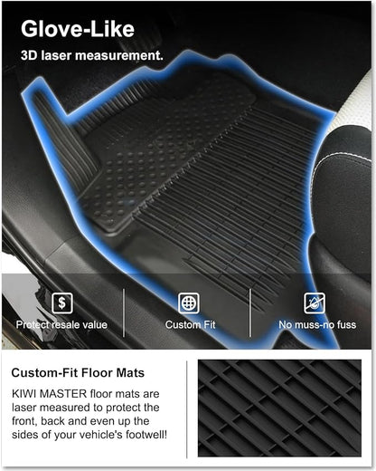 KIWI MASTER Floor Mats for 2013-2018 Toyota RAV4 (Non-Hybrid), OEM Replacement PT908-42165-20, Custom Fit All Weather Car Mats, Heavy Duty TPE Floor Liners, Front & Rear 2 Row, Black