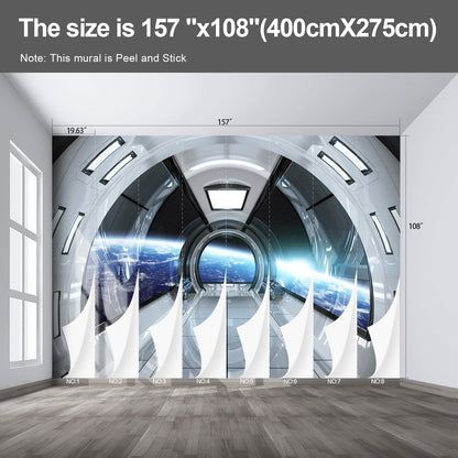 Spaceship Wall murals Peel and Stick Wallpaper for Bedroom Living Room - 108"x157"