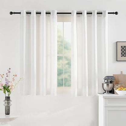 NICETOWN Non-See-Through White Privacy Sheer Curtains 54 inches Long 2 Panels, 52" Wide Grommet Window Curtains Drapes for Living Room Bedroom- Light Filtering Home Decoration