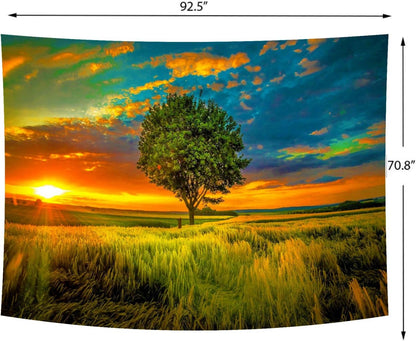 Delur Sunset Tree of Life Tapestry Forest Nature Landscape Wall Hanging Tapestry Scenic Tree Woodland Natural Sunrise Headboard for Bedroom Living Room Home Decor (70.8" x 92.5")
