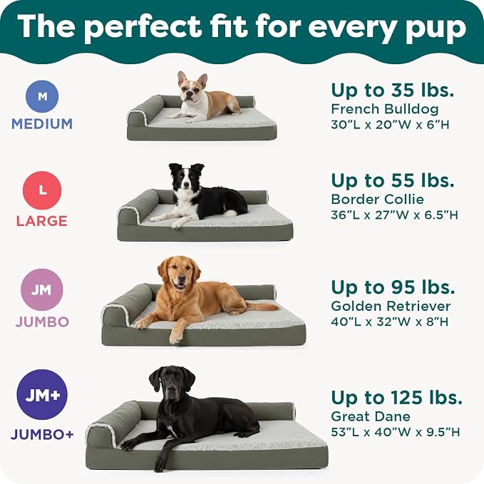 FurHaven Orthopedic Dog Bed for Medium Dogs, L-Shaped Chaise Mattress with Orthopedic Egg Crate & a Solid Orthopedic Foam Base for Joint Support, Washable Cover, Medium, Plush & Velvet, Platinum Gray