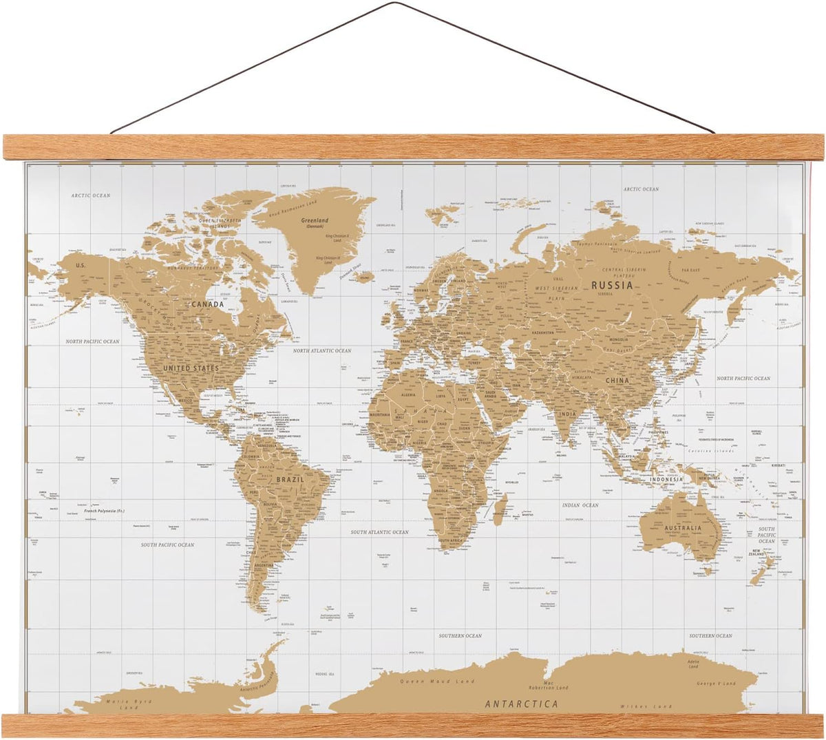 FALAMON Magnetic Poster Hanger Frame, 56x24 56x32 56x40 Teak Wood Magnet Poster Frame for Posters, Prints, Photos, Pictures, Maps, Scrolls, and Canvas Artwork