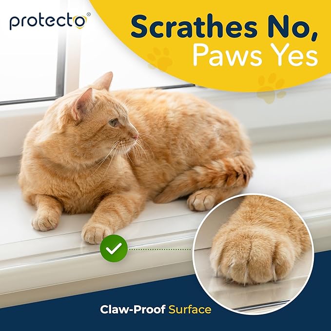 PROTECTO Window Sill Protector from Dogs 35.5 x 3.25 Clear Window Guards from Cats Scratching, Chewing & Clawing | Keep Your Sills Smooth & Paws Safe | Ultra Strong Window Sill Cover Protection