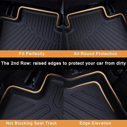 Floor Mats for 2025 2026 Ford Expedition MAX 8 Seats (2nd Row Bench Seat) & Cargo Mat & Backrest Mat, TPE All Weather Protection Car Full Set Mats Covering The Backrest Accessories