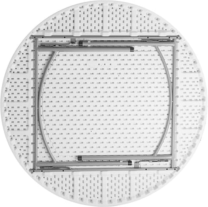 7 Pack! 60" Round Granite White Plastic Folding Banquet Table, Heavy Duty, 5-Foot, White, Wedding, Event