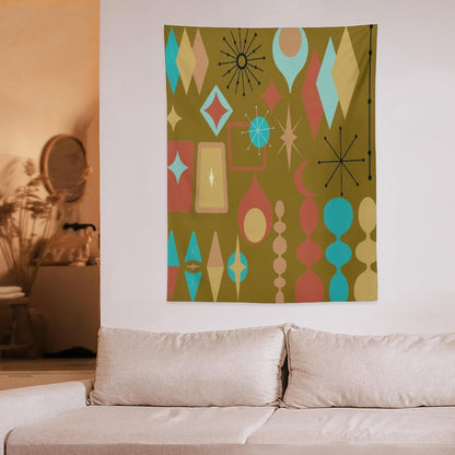 ICMOLYYENLO Boho Medieval Cat Tapestry, Abstract Atomic Starburst Geometric Aesthetic Art Wall Hanging For Bedroom Living Room Dormitory 50x60 Inches