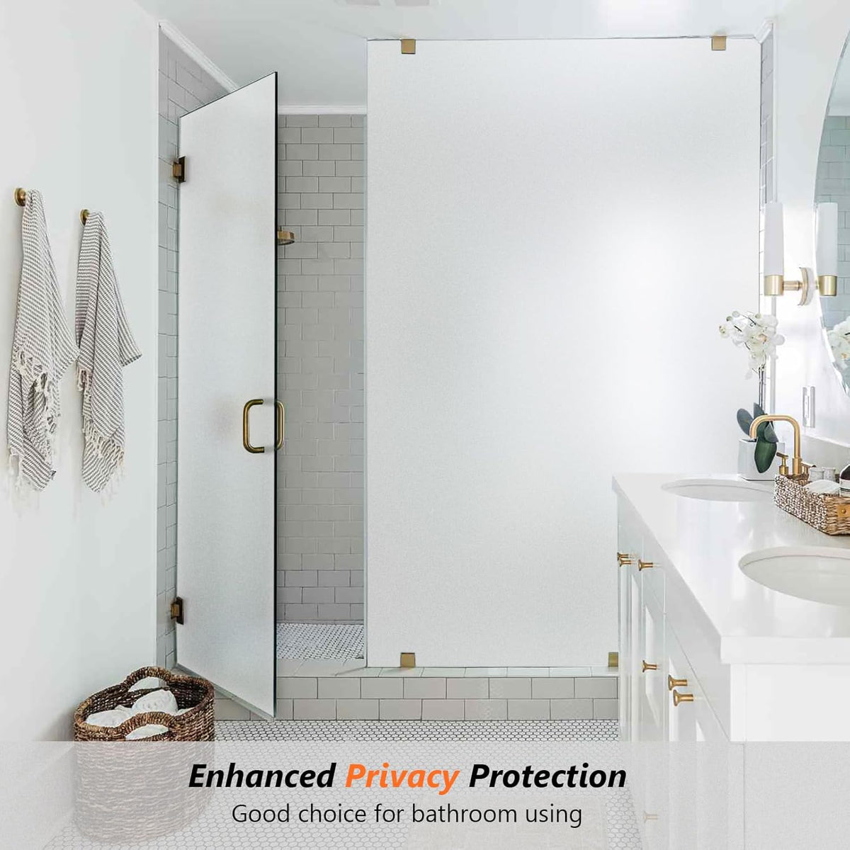 Kromapolis Window Privacy Film Frosted Glass Window Film, Heat Blocking Privacy Film for Glass Windows, Static Cling Non-Adhesive Frosting Window Stickers for Door Home (Frosted, 35.4 x 78.7 inch)