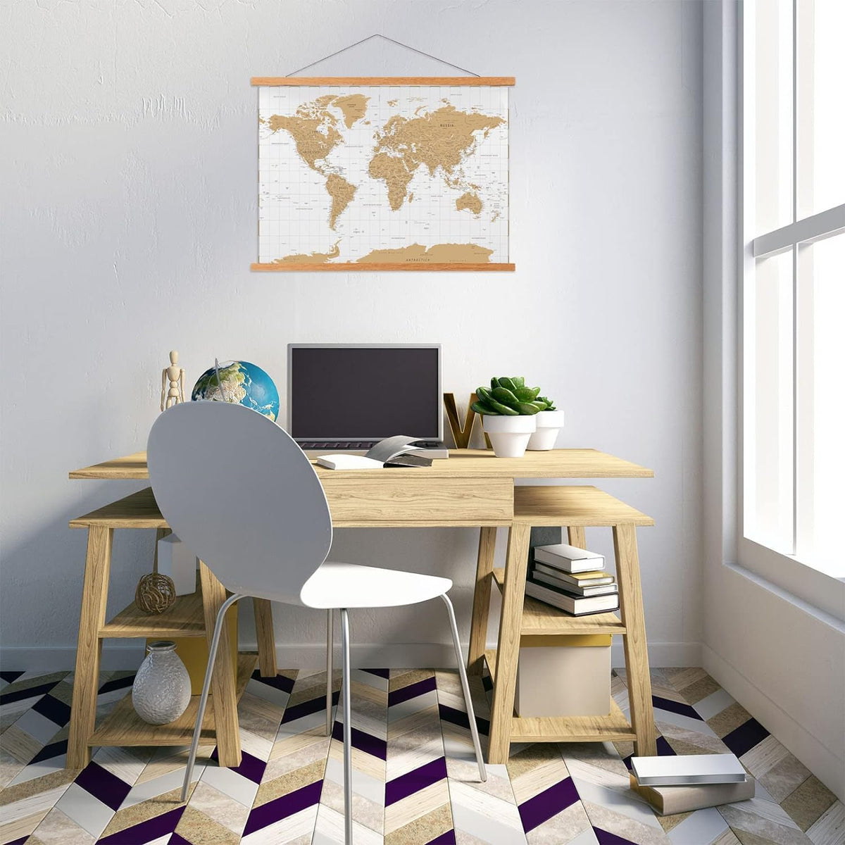 FALAMON Magnetic Poster Hanger Frame, 26x20 26x38 26x34 Teak Wood Magnet Poster Frame for Posters, Prints, Photos, Pictures, Maps, Scrolls, and Canvas Artwork