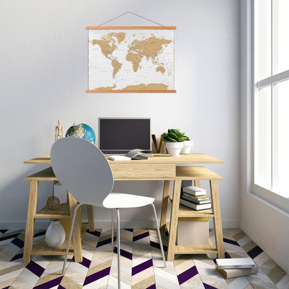 FALAMON Magnetic Poster Hanger Frame, 40x27 40x28 40x30 Teak Wood Magnet Poster Frame for Posters, Prints, Photos, Pictures, Maps, Scrolls, and Canvas Artwork