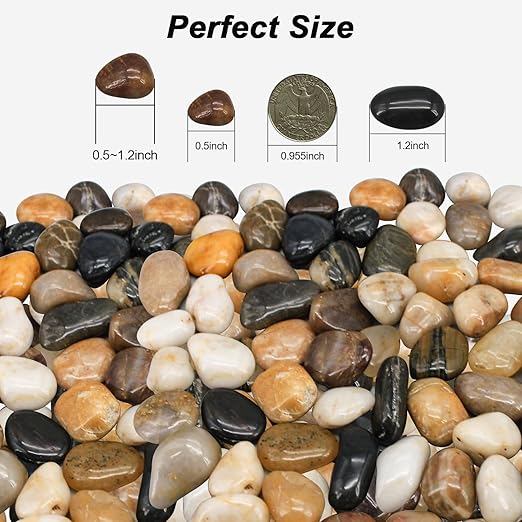 Virekm River Rocks, Decorative Ornamental Pebbles,Garden Landscaping Stones,Gravel Filler for Home Decoration Flower Bed Fish Tank Plants Vases Succulents