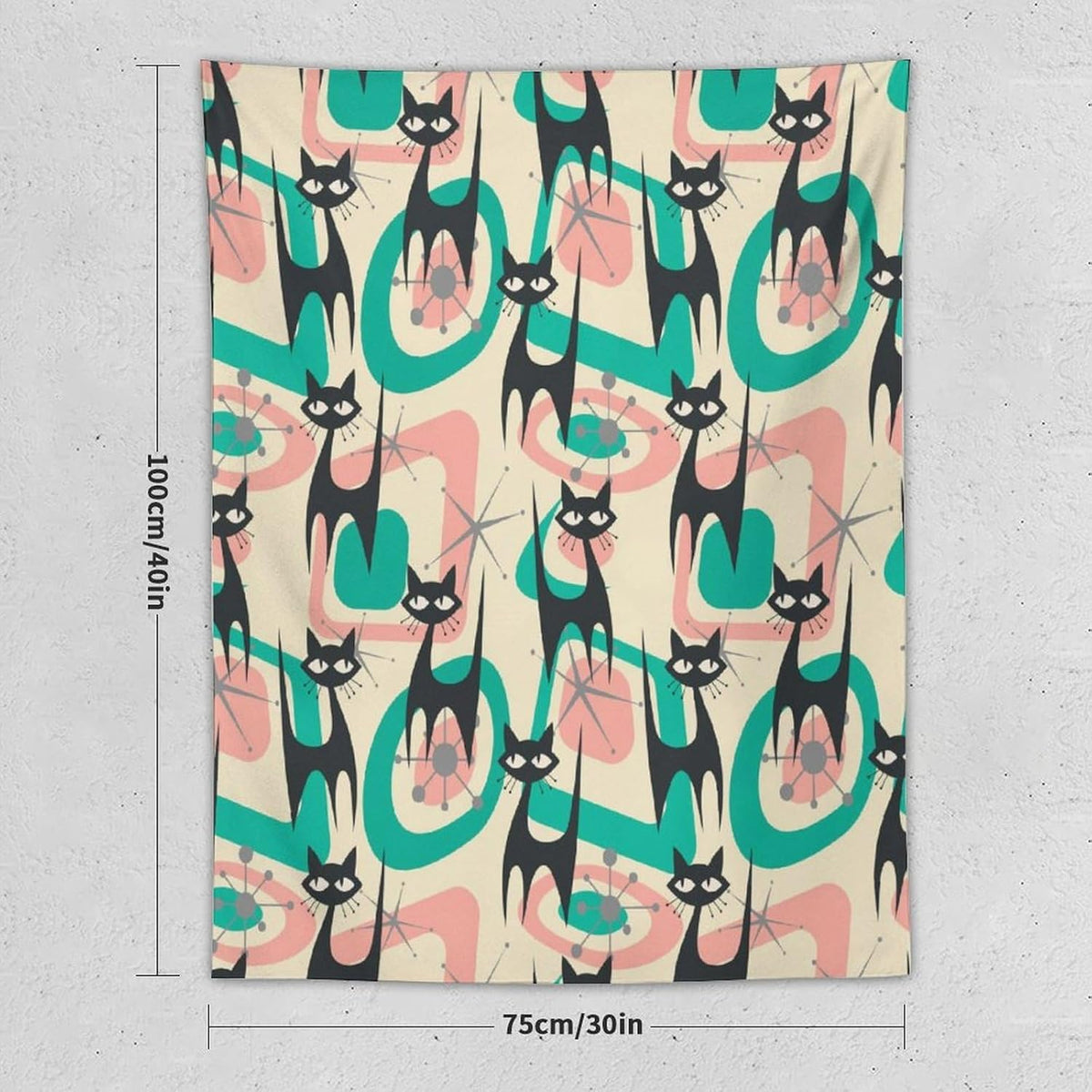 ICMOLYYENLO Boho Medieval Cat Tapestry, Abstract Atomic Starburst Geometric Aesthetic Art Wall Hanging For Bedroom Living Room Dormitory 50x60 Inches