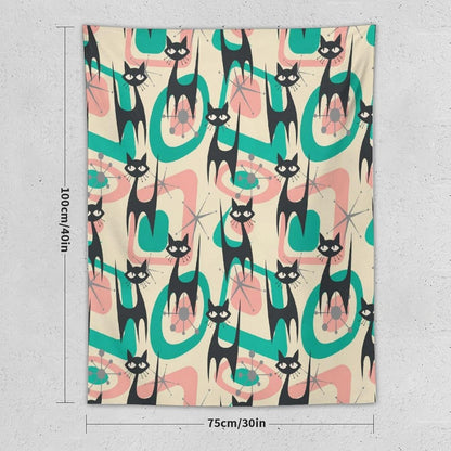 ICMOLYYENLO Boho Medieval Cat Tapestry, Abstract Atomic Starburst Geometric Aesthetic Art Wall Hanging For Bedroom Living Room Dormitory 60x80 Inches