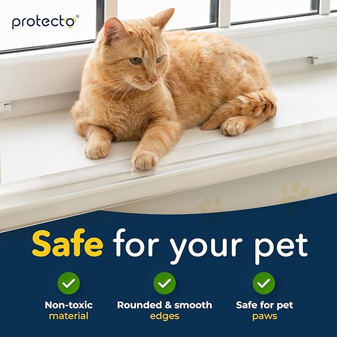PROTECTO Window Sill Protector from Dogs 35.5 x 3.25 Clear Window Guards from Cats Scratching, Chewing & Clawing | Keep Your Sills Smooth & Paws Safe | Ultra Strong Window Sill Cover Protection