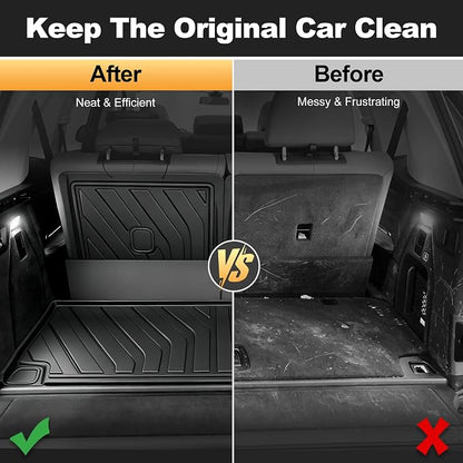 Cargo Liner & Third Row Seat Back Mats Compatible with 2019-2026 BMW X7 G07 (Not for 2021-2022 X7 50i / 2025 X7 40i): AOMSAZTO Custom Fit 2019-2026 BMW X7 All Weather Anti Skid TPE Trunk Liner