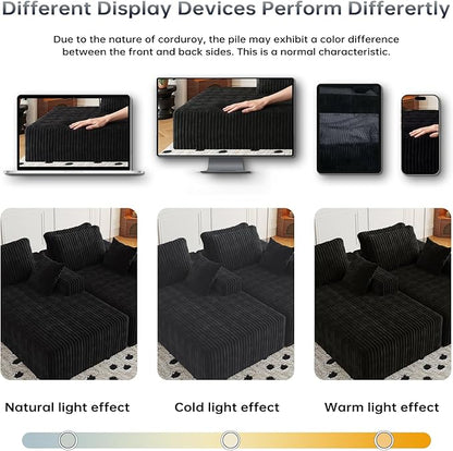 108" Sectional Couches for Living Room, Modular Sectional Sofa with L-Shape Chaise, Boneless Couch, Comfy Corduroy Fluffy Couch with Deep Seat and Side Pockets, No Assembly Required