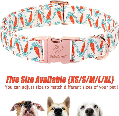 Easter Dog Collar, Cute Carrot Easter Collar for Boy Girl Dogs, Adjustable Heavy Duty Spring Holiday Dog Collars for Small Medium Large Dogs with Metal Buckle XL