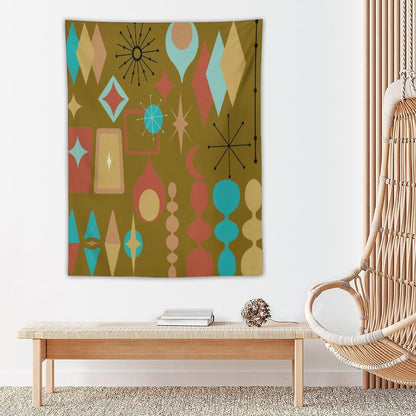ICMOLYYENLO Boho Medieval Cat Tapestry, Abstract Atomic Starburst Geometric Aesthetic Art Wall Hanging For Bedroom Living Room Dormitory 60x60 Inches