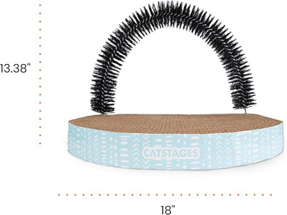 Catstages Scratch & Groom Cat Scratcher with Removable Curved Brush for Self-Grooming Station, Orange