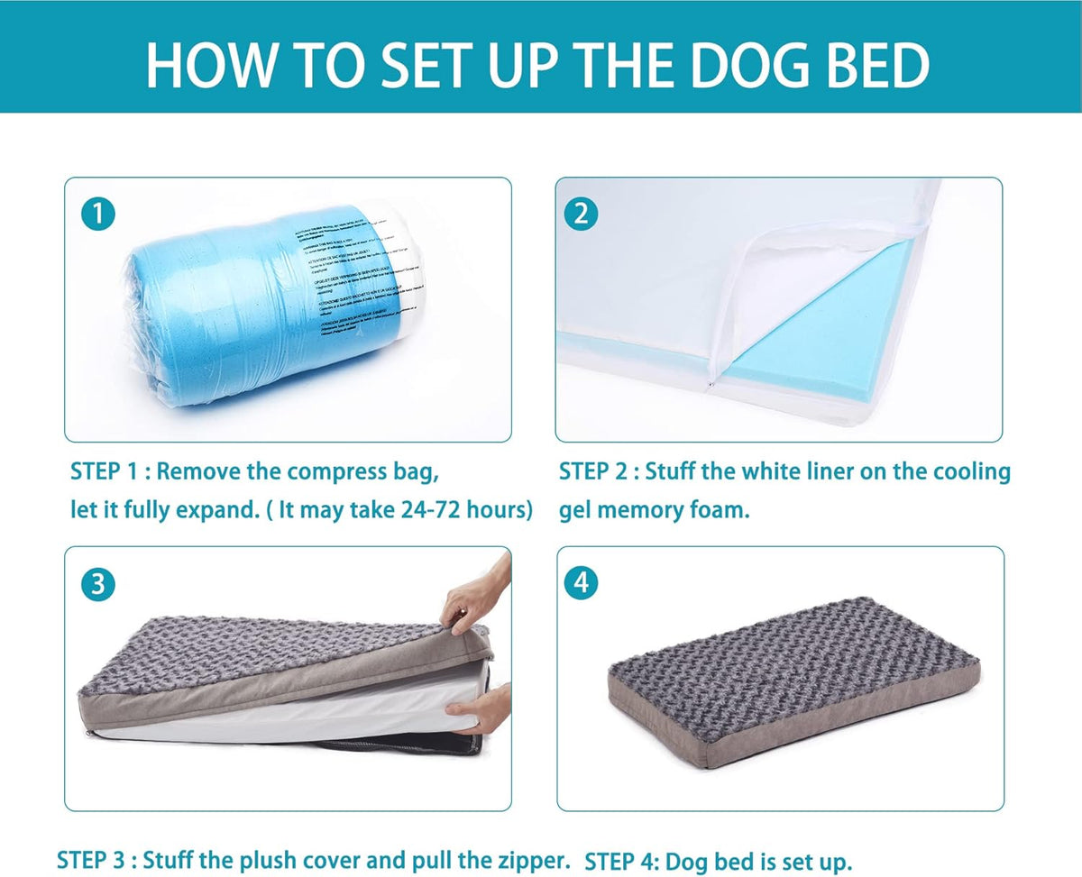 Orthopedic Memory Foam Bed for Medium Dogs, Cooling Crate Mat With Washable, Waterproof Lining, M(29inch,45Lbs)