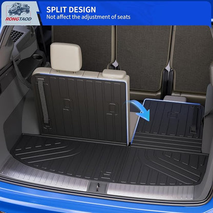 Rongtaod Cargo Mat Compatible with 2026 Hyundai Palisade Gas Trunk Mat Trunk Liner Cargo Liner Back Seat Cover Protector TPE All Weather Palisade Accessories (Trunk Mat with Backrest Mat)