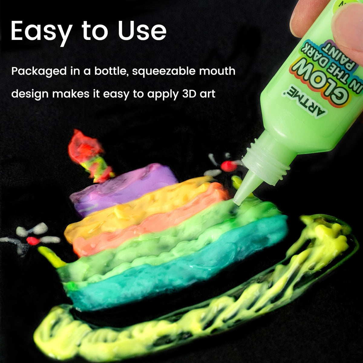 ARTME Glow in The Dark Paint, 18 Bright Colors 22ml/0.75oz Blacklight Paint Set, Neon Craft Paints, Glow Fluorescent Acrylic Paints Perfect for DIY projects, Halloween and Christmas Decorations