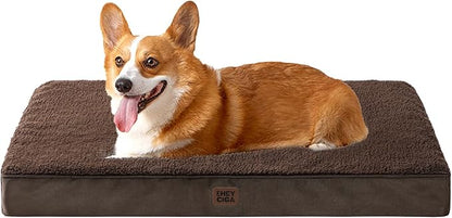 EHEYCIGA Orthopedic Foam Dog Bed for Large Dogs, 35"L x 23"W x 3.5"Th, Brown