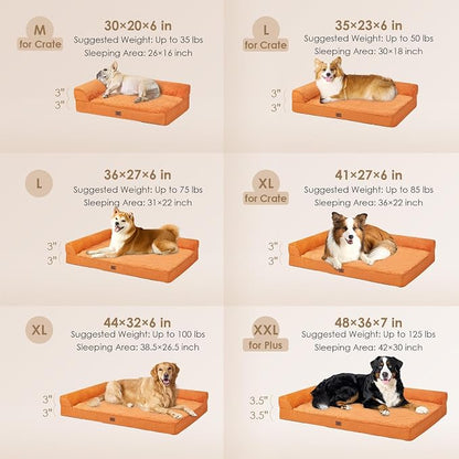 EHEYCIGA Memory Foam Dog Bed, Extra Large Orthopedic Dog Bed, Pumpkin | Washable Removable Cover, Waterproof Flat Pet Sofa Couch with Nonskid Bottom, 48x35x7.5