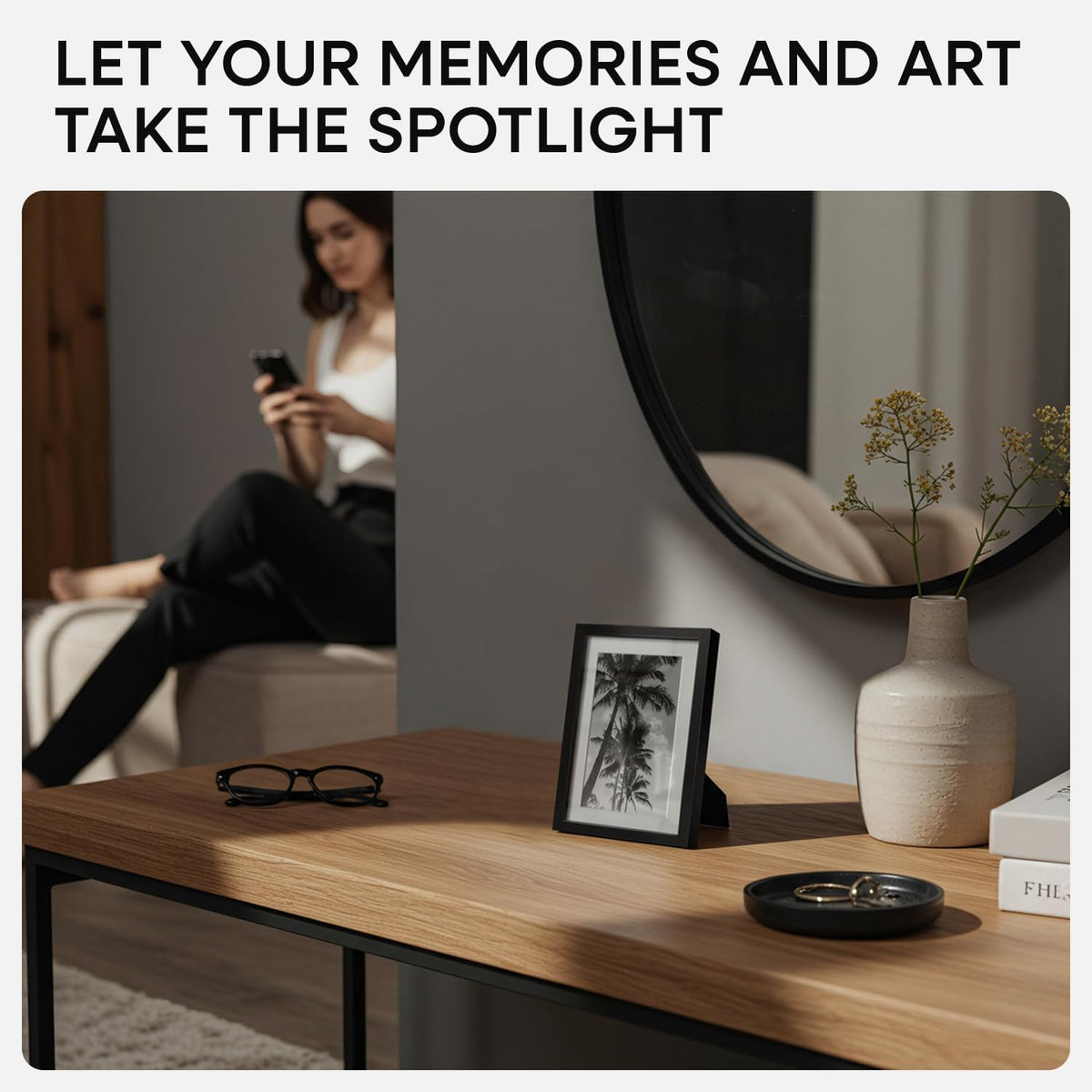 Homeforia 4x6 Picture Frame Black, High End Metal 4 x 6 Black Frames with Mat 3 x 5 for Art, 4x6 Desk Frame Matted to 3x5 inch Photo, 4 by 6 Wall or Tabletop Frames, Tempered Glass, Wall Kit, Set of 1