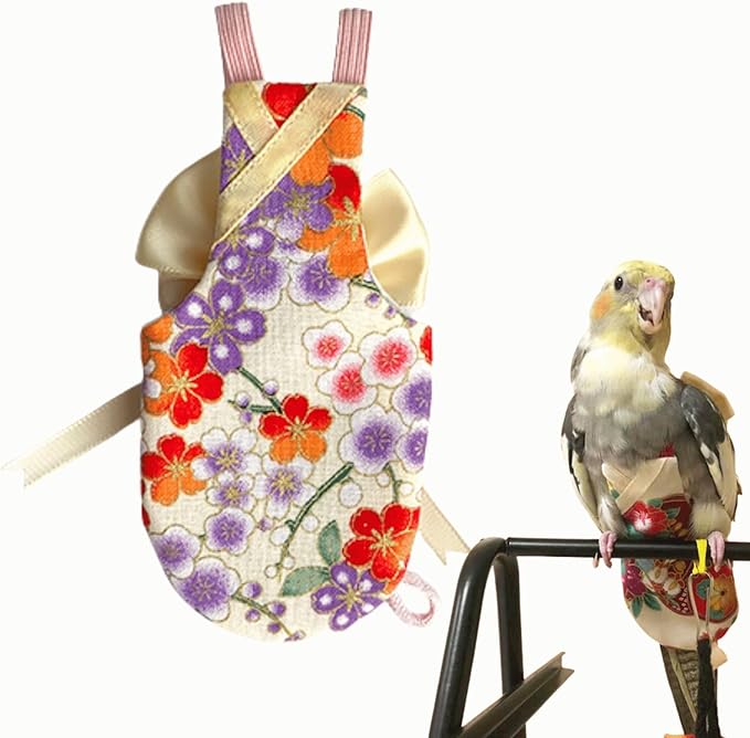Bird Flight Suits Diapers, Parrot Flight Suits Diapers for Quaker Parakeets Cockatiels Flight Suits, Parrot Clothes (Almond B,XS)