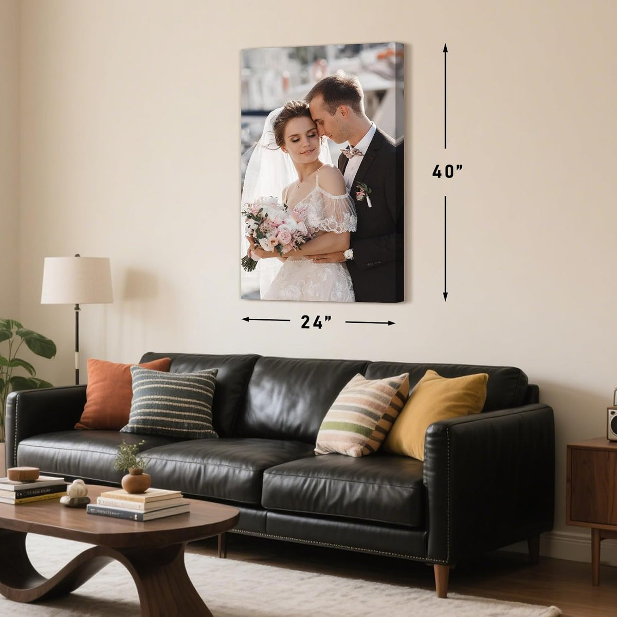 Personalized Custom Canvas Prints with Your Photos & Text, Customized Picture Print, Transform Own Images Into Framed Wall Art Digitally Printed Photo to Canvas, Keepsakes Gifts for Family 24x40’’
