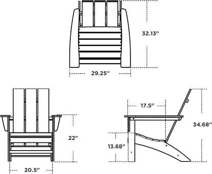POLYWOOD AD420PB Modern Adirondack Chair, Pacific Blue, Durable High Density Polyethylene Construction, Easy Assembly, Waterproof, Comfortable Contoured Seat