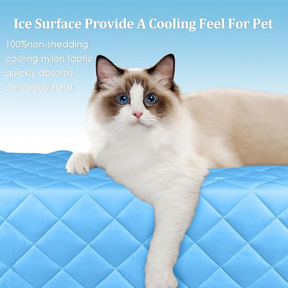 Cooling Blanket for Dogs, Dog Cooling Mat & Bed, Q-MAX>0.42- Lightweight, Durable & Breathable Pet Throw for Sofa, Car and Furniture Protector, Reversible Design, Easy to Clean, 22"x28", Blue