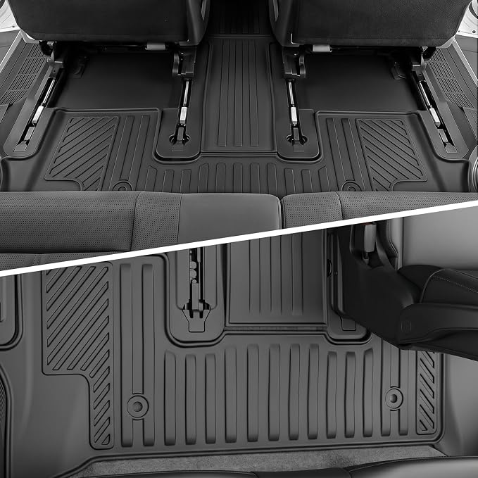 Auxko All Weather Floor Mats Fit for Kia Telluride 2020-2025 with 2nd Bucket Seat Without Center Console Liner Telluride Accessory All Season Guard Odorless Anti-Slip Floor Mat