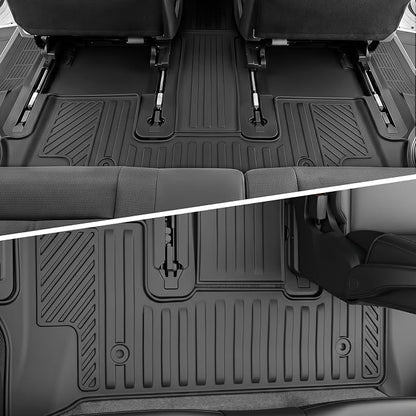 Auxko All Weather Floor Mats Fit for Kia Telluride 2020-2025 with 2nd Bucket Seat Without Center Console Liner Telluride Accessory All Season Guard Odorless Anti-Slip Floor Mat