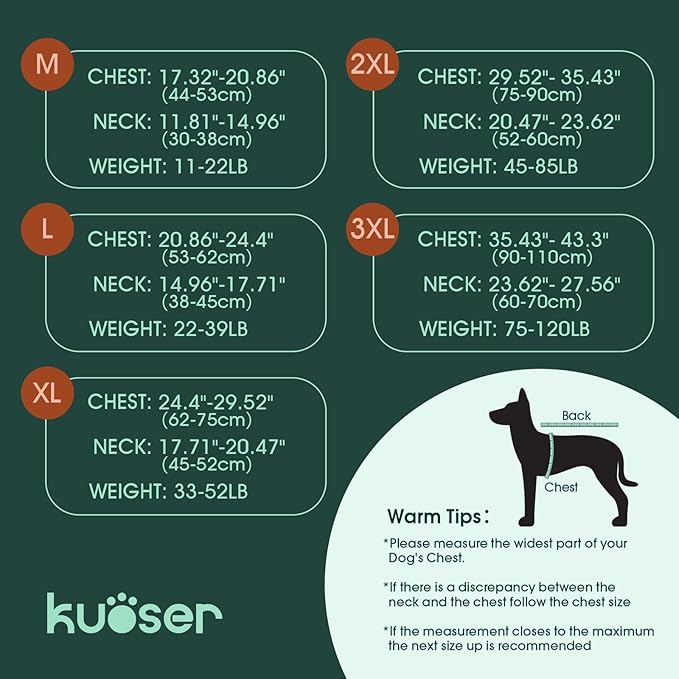 Kuoser Reflective Dog Vest, High Visibility Safety Vest for Medium to Large Dogs, Lightweight Pet Reflective Vests for Hunting Outdoor Activities Walking at Night, Blaze Orange L