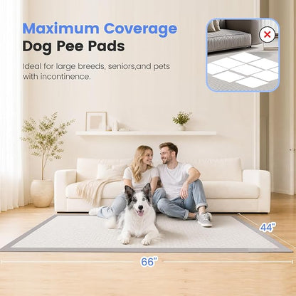 Gardner Pet 44" x 63" Extra Large Pee Pads for Dogs, ‌Enormous Puppy Pads, Dog Pads with Anti-Slip Particle, Puppy Training Pads, Grey 40 Count