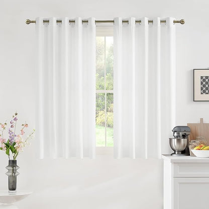 NICETOWN Non-See-Through White Sheer Curtains 63 inches Long 2 Panels, 62" Wide Grommet Window Curtains Drapes for Bathroom, Kitchen, Bedroom- Light Filtering Elegant Window Drapes